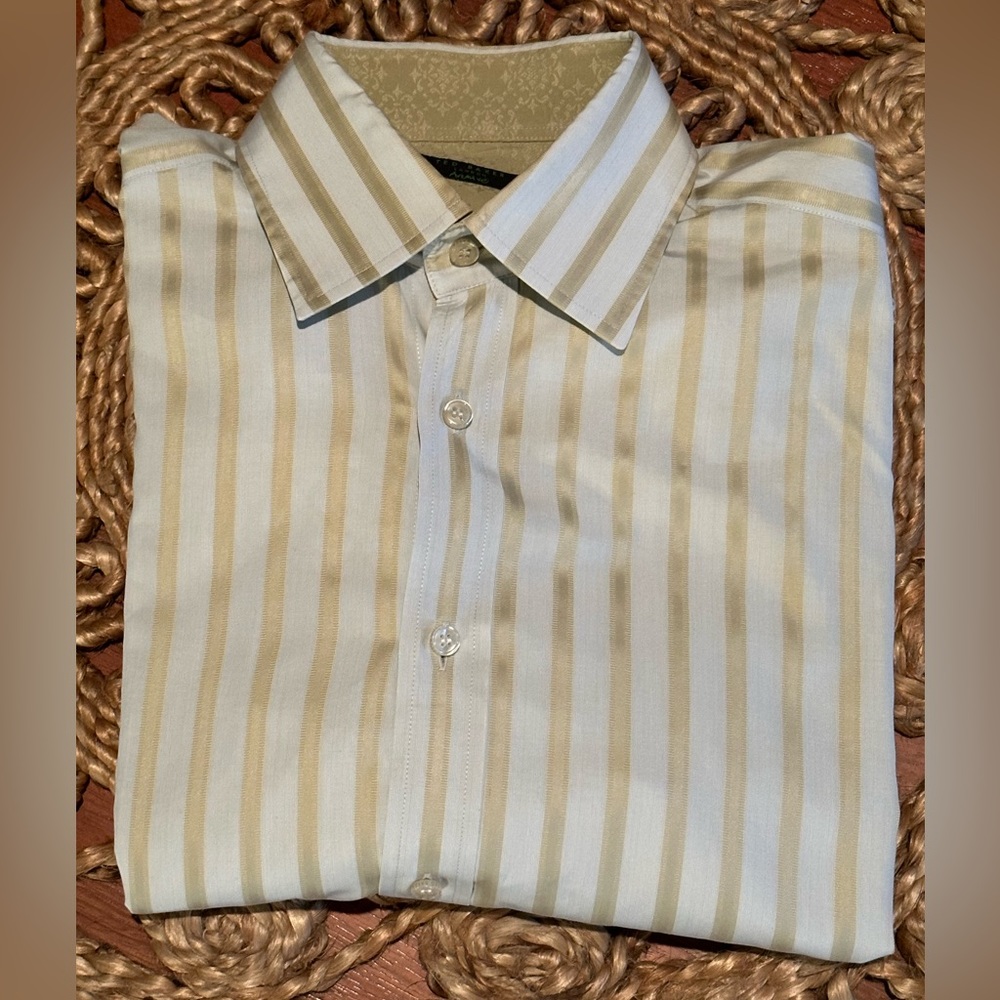 Ted Baker Archieve Mens Long Sleeve‎ Button Down Stripped Shirt Size 16 Neck